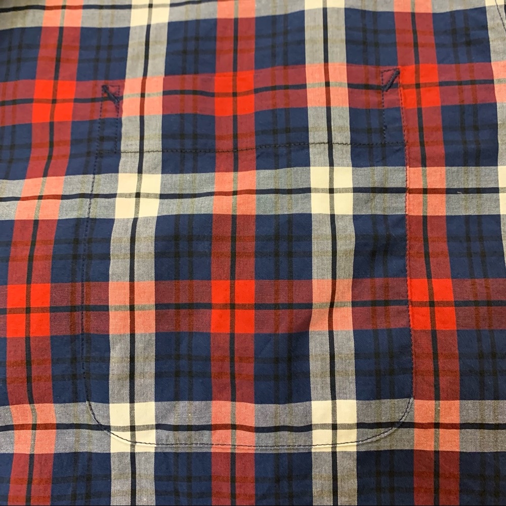 Tommy Hilfiger Men’s Plaid Button Casual Slim Fit Shirt Red/White/Blue Size L - Picture 3 of 6